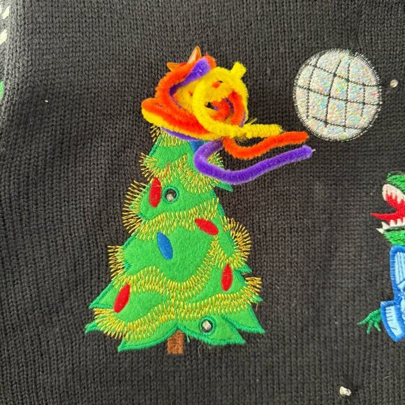 Jolly Sweaters XL Light-Up Dinosaur Disco Ugly Christmas Sweater Holiday - Picture 4 of 8